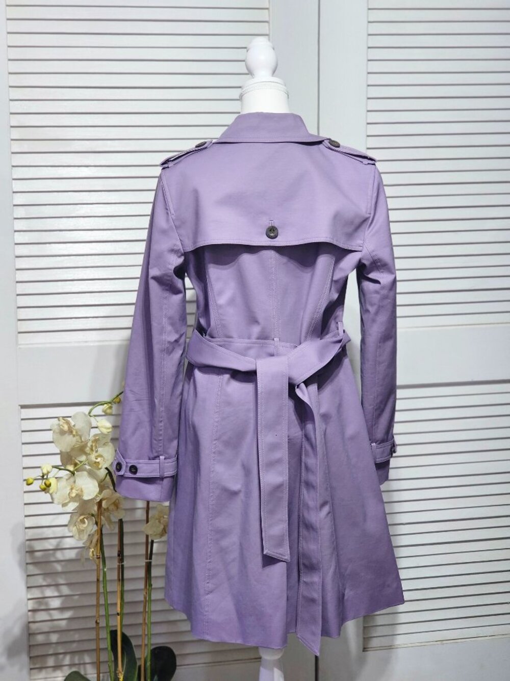 NWOT Hobbs London Women's Lavender Saskia Double-Breasted Trench Coat Sz 10 3299 - Picture 5 of 16